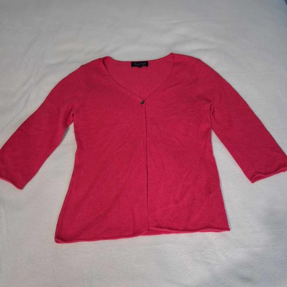 Claudia Nichole Pink Dainty Barbiecore Single Button Cashmere Cardigan Sz Small‎